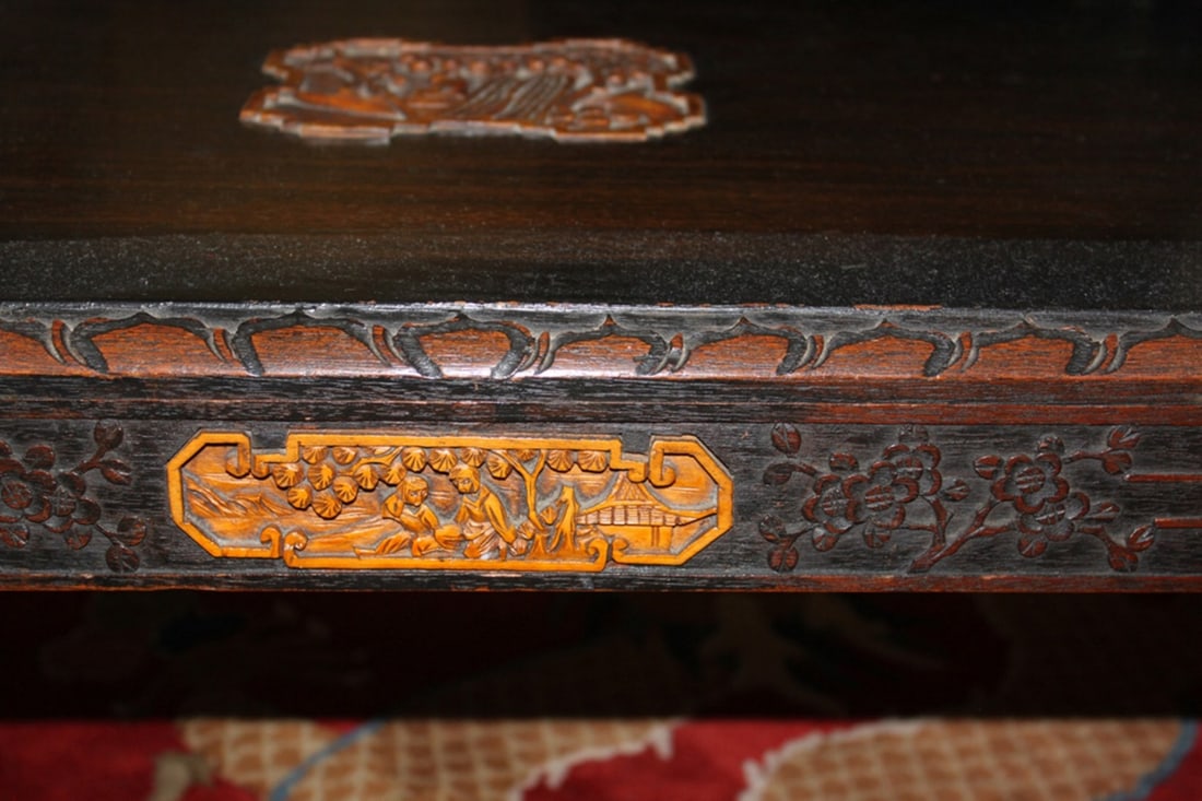 Antique Chinese Well Carved Low Scroll Table - 12