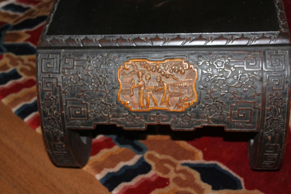 Antique Chinese Well Carved Low Scroll Table - 4