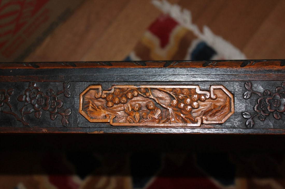 Antique Chinese Well Carved Low Scroll Table - 6