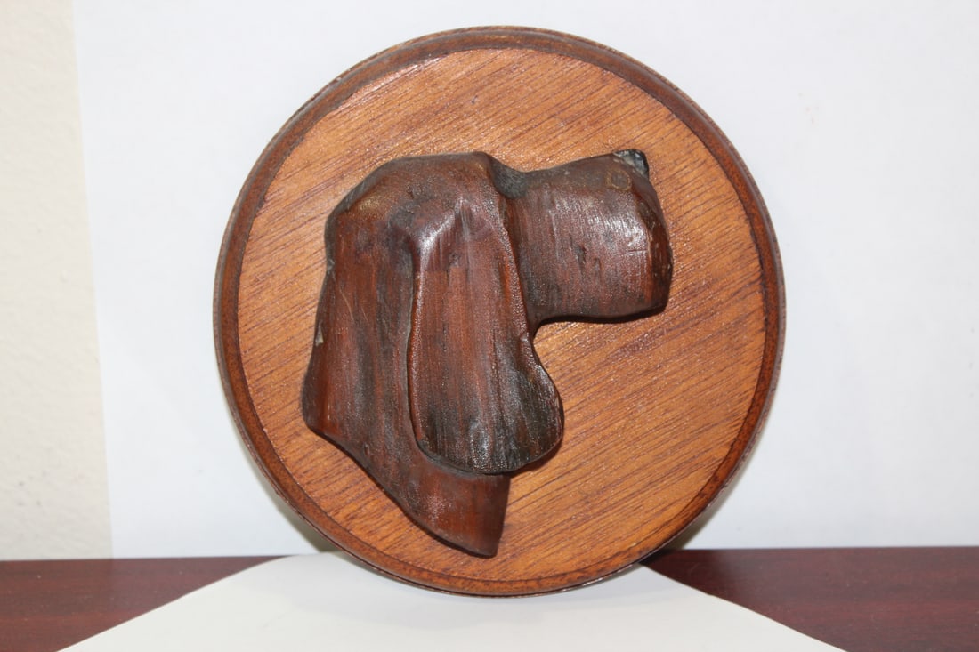 A Vintage Wooden Dog Head Wall Hanger - 3