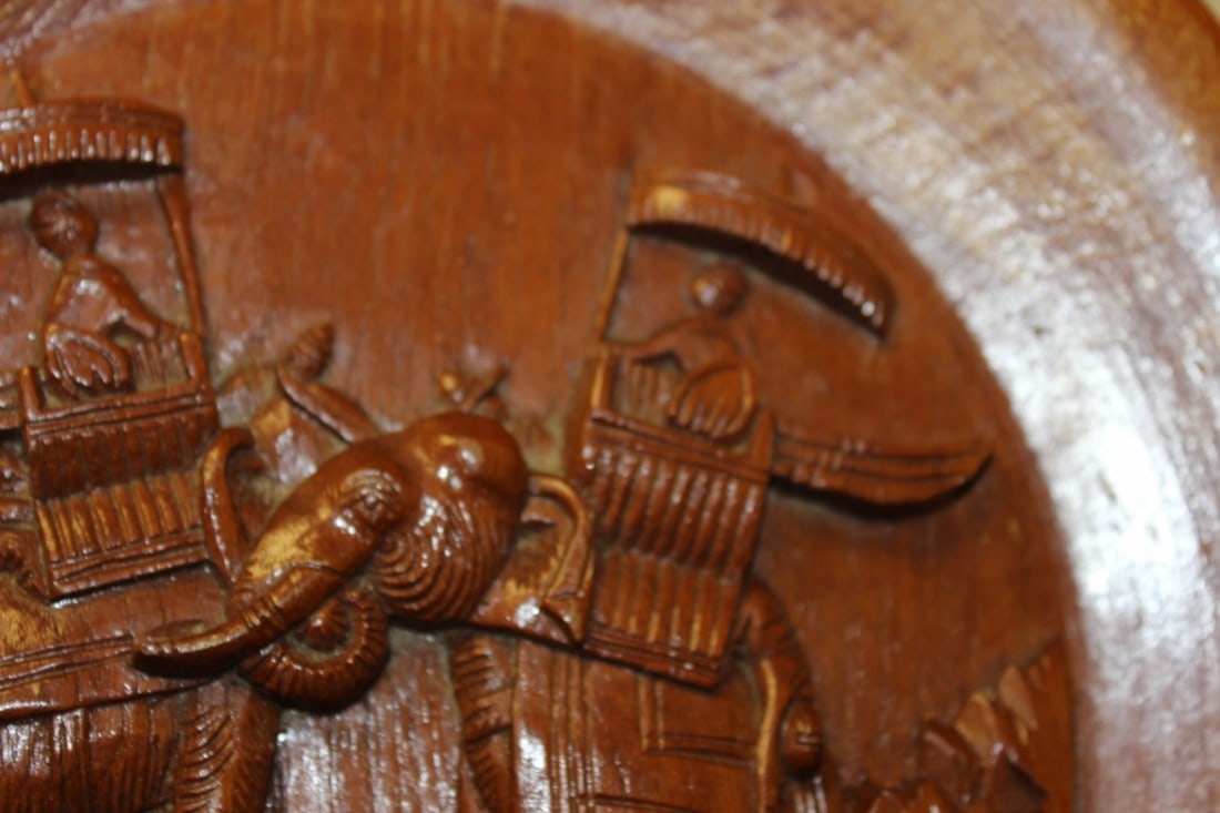 A Carved Wooden Plate - 3