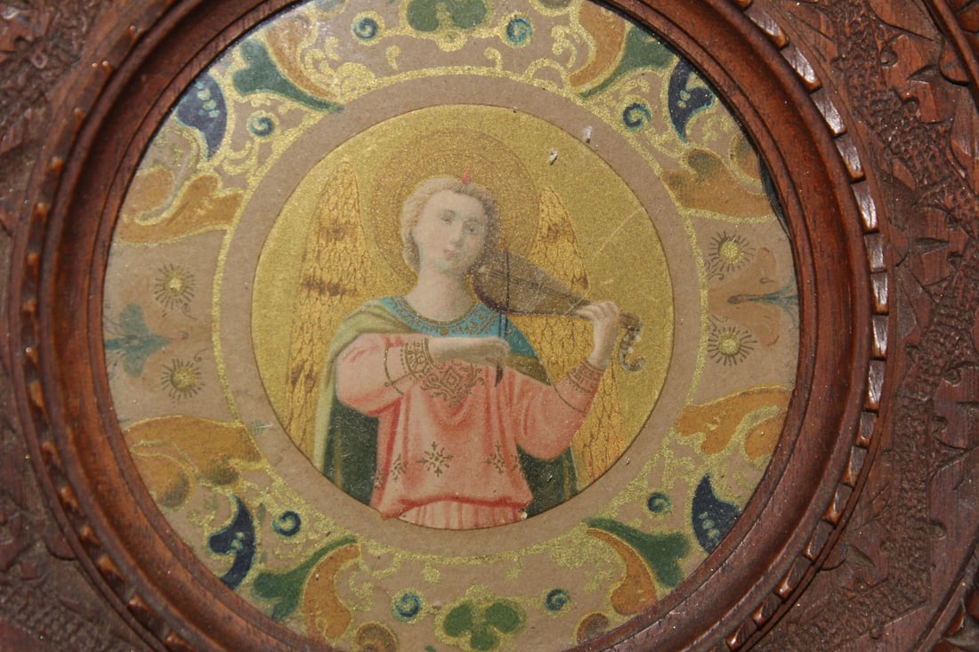 An Antique Nicely Carved Religious Framed Print - 2