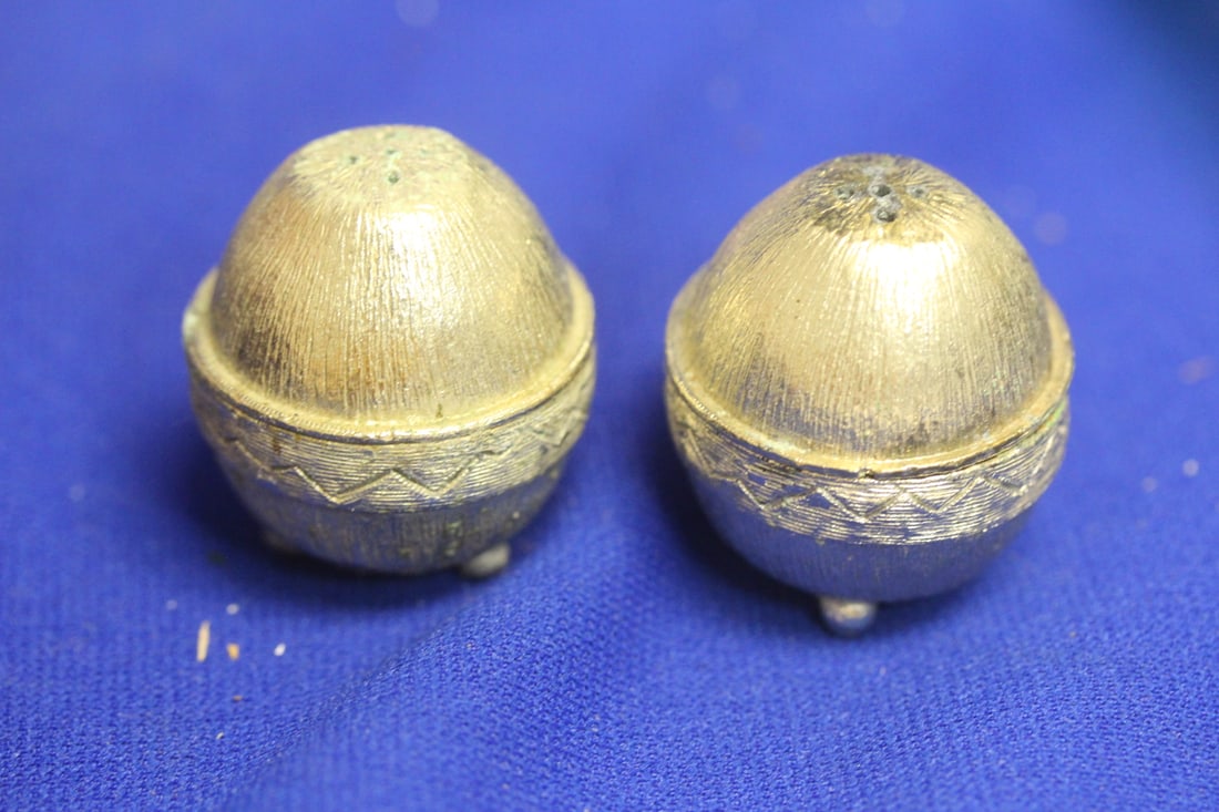 Pair of Metal Salt and Pepper Shakers - 2