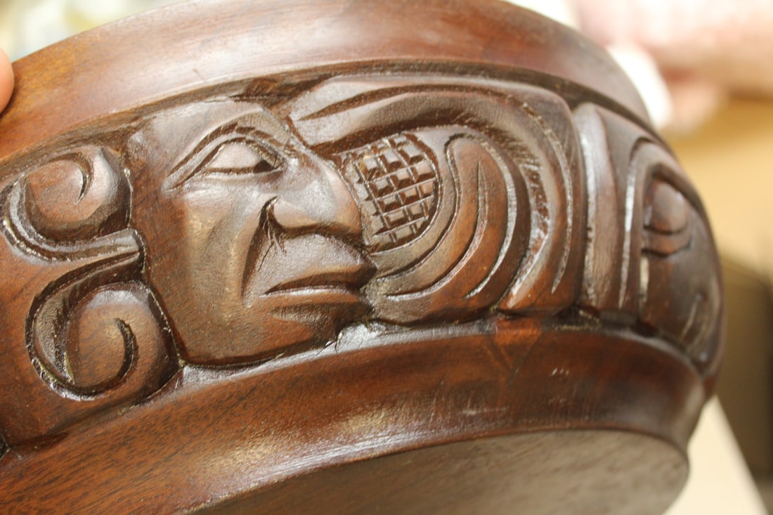 Carved Bowl by Hecho Amano and Ladel - 4