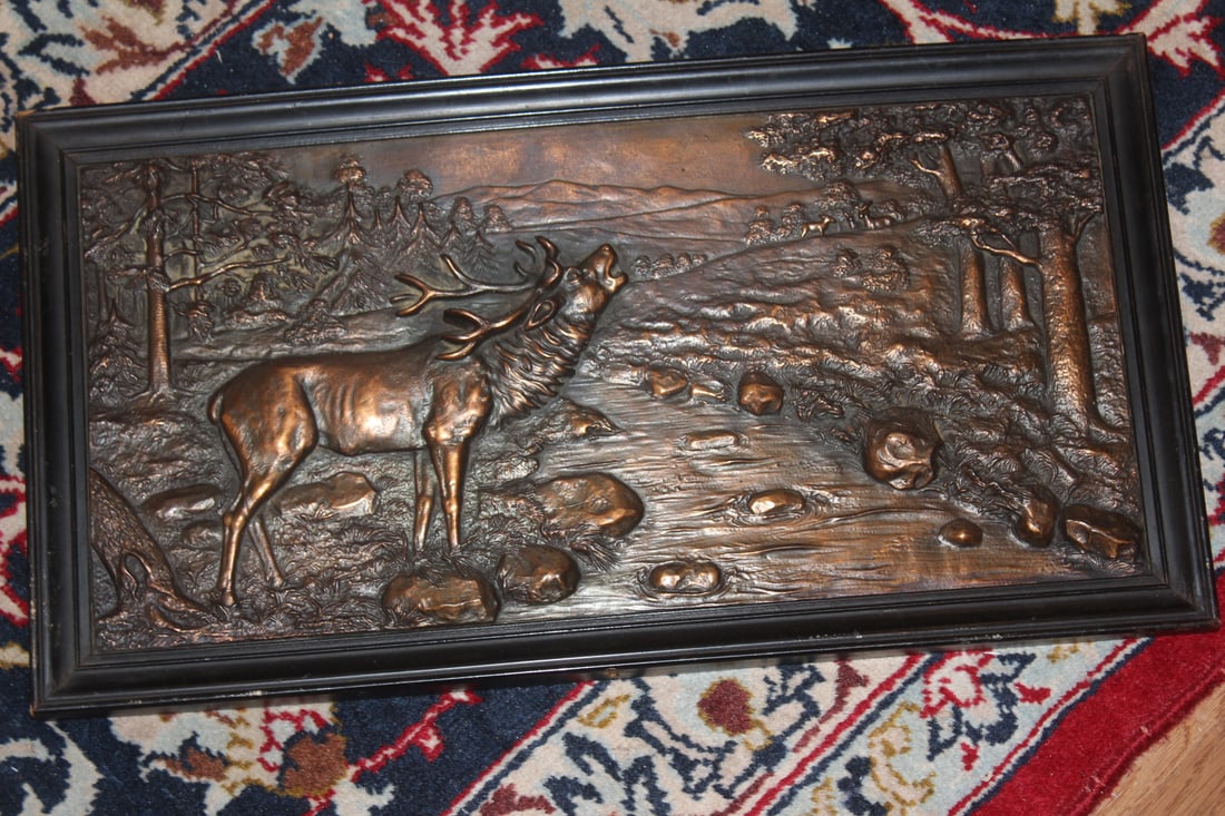 Framed Bronze Plaque: unsigned - overall= 20" x 11"