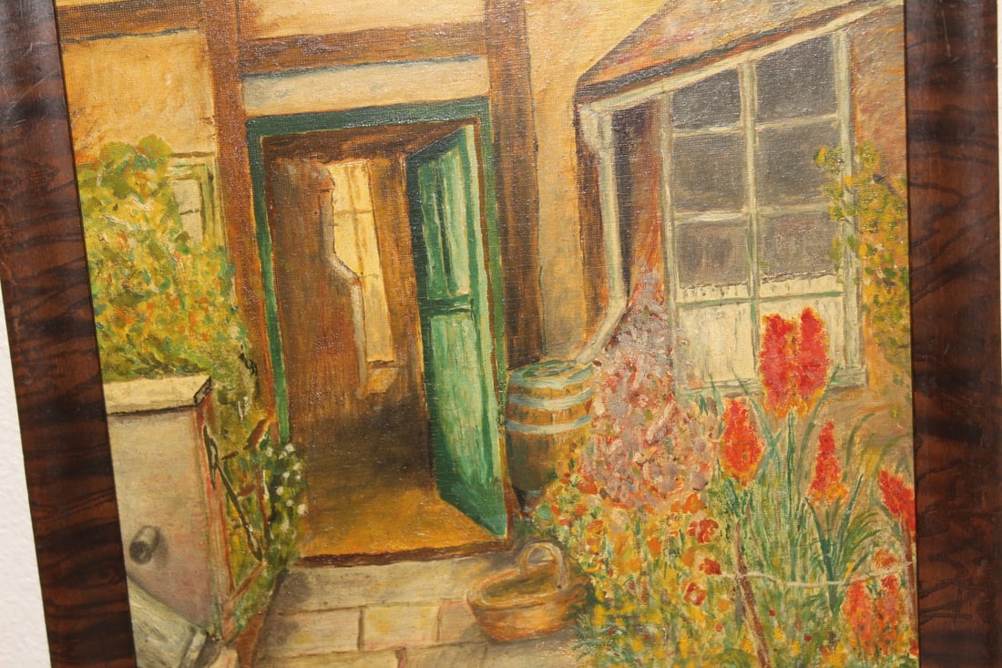 Antique Signed Oil on Board of a House - 2