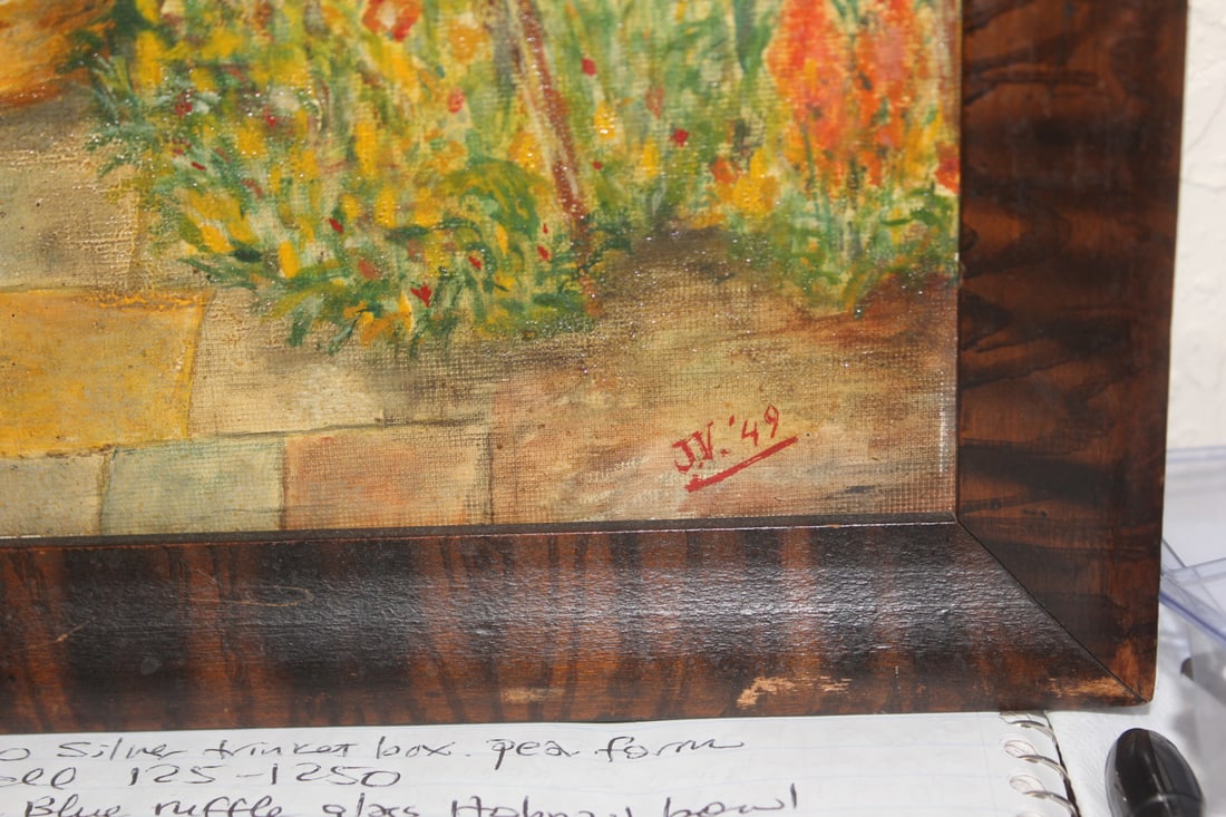 Antique Signed Oil on Board of a House - 3
