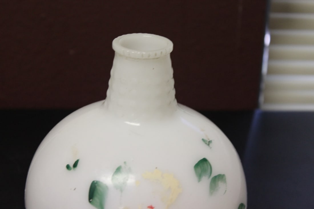 A Milk Glass Hand Painted Shade - 2