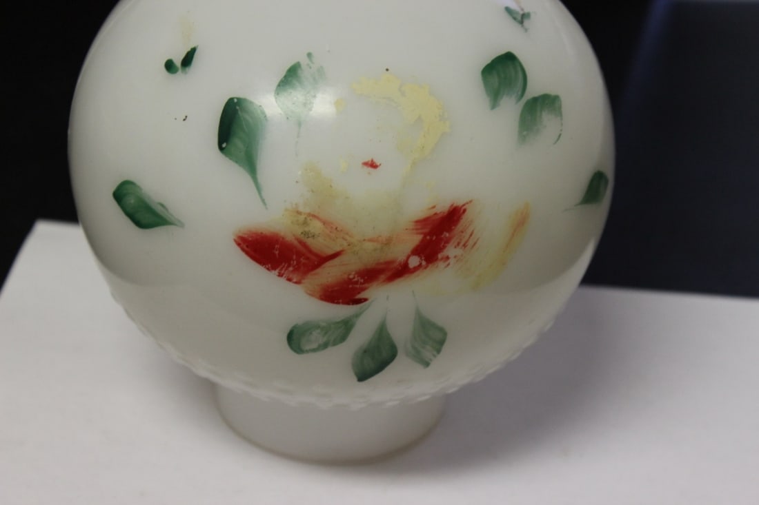A Milk Glass Hand Painted Shade - 3