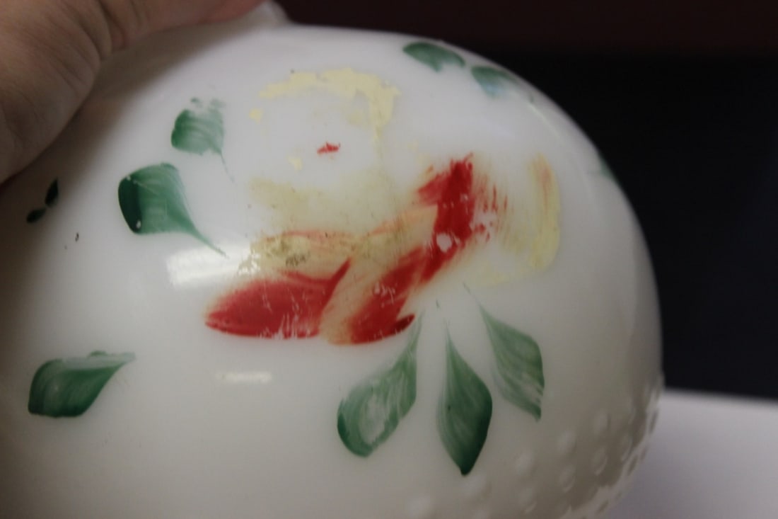 A Milk Glass Hand Painted Shade - 5