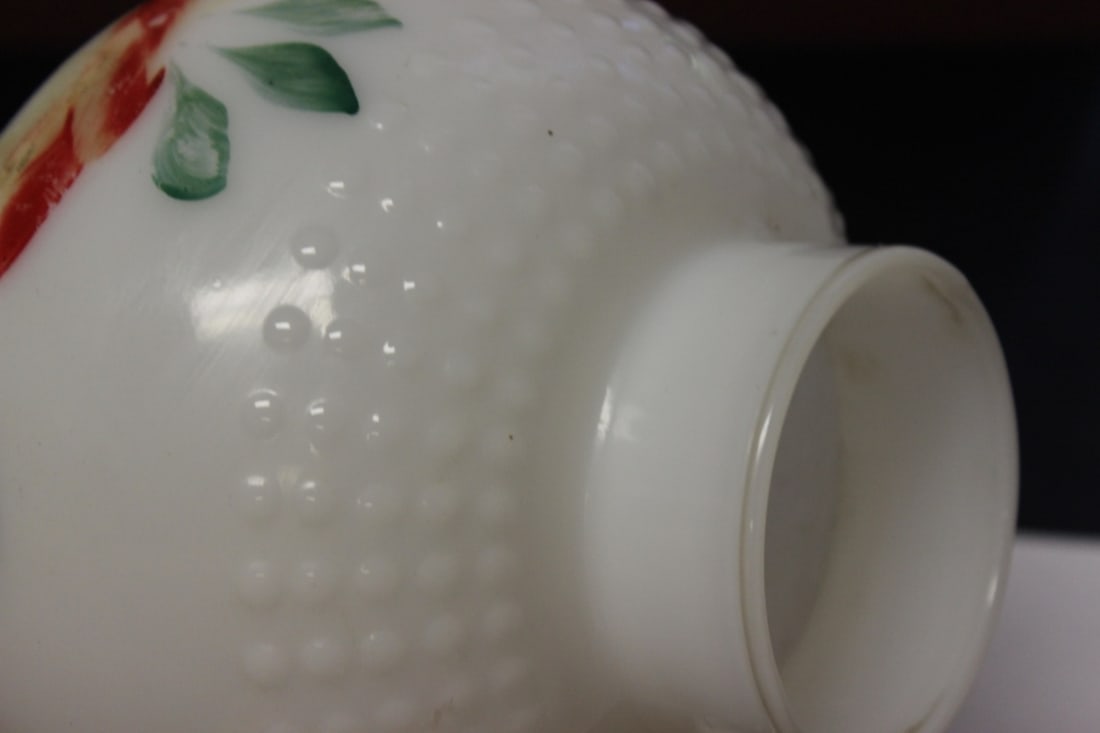 A Milk Glass Hand Painted Shade - 6
