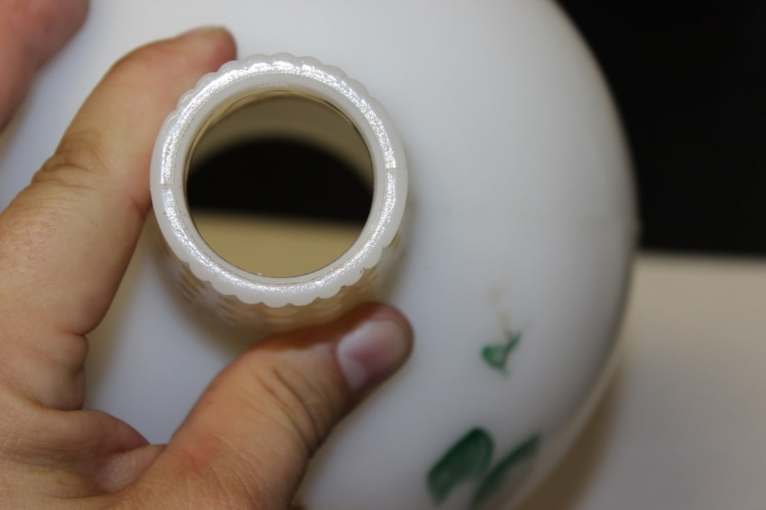 A Milk Glass Hand Painted Shade - 9