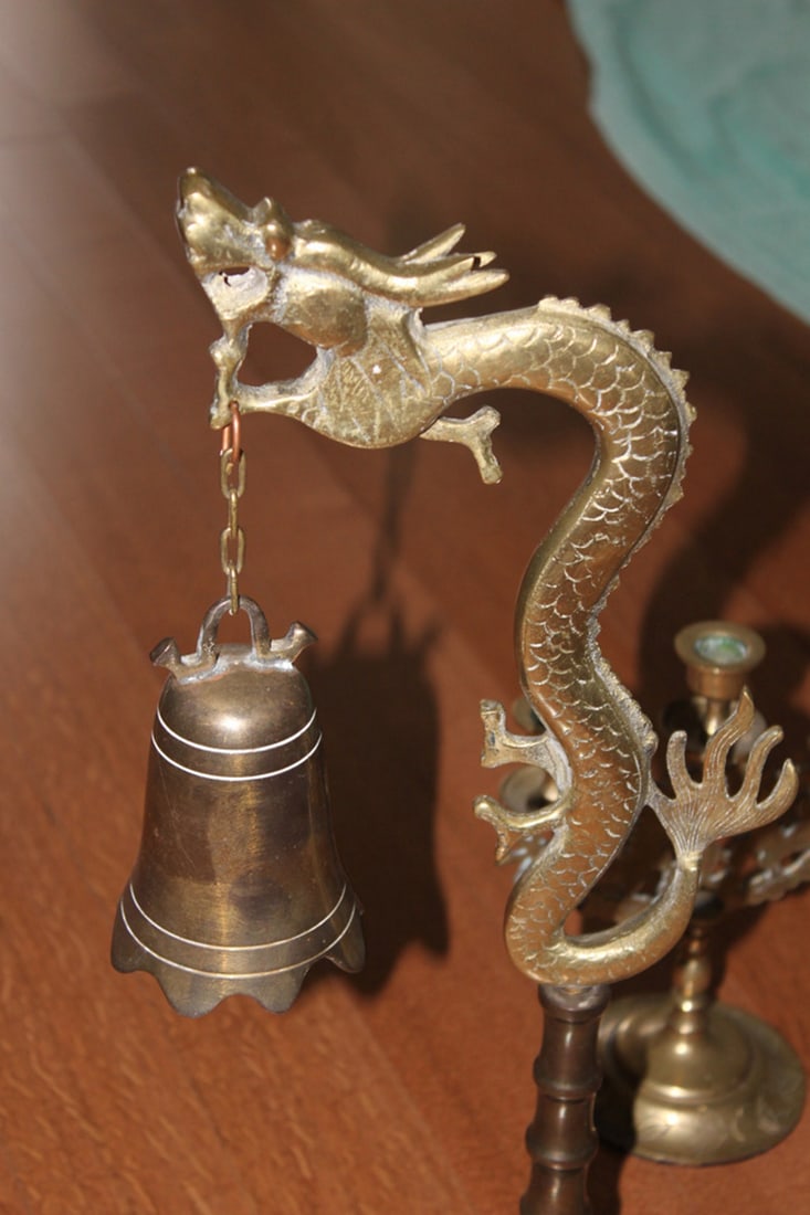 Lot of Three Chinese Brass Candle Sticks - 7