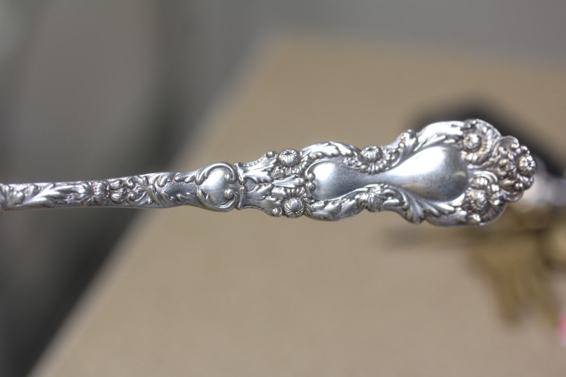 Ornate Sterling Silver Serving Spoon - 4