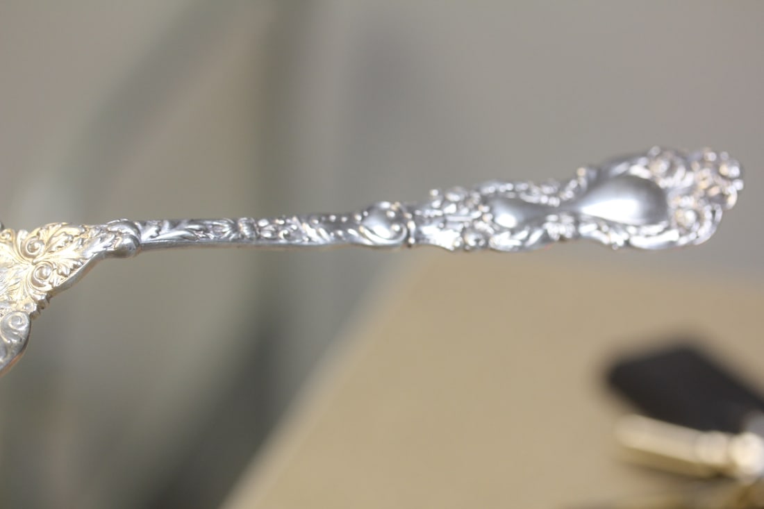Ornate Sterling Silver Serving Spoon - 6