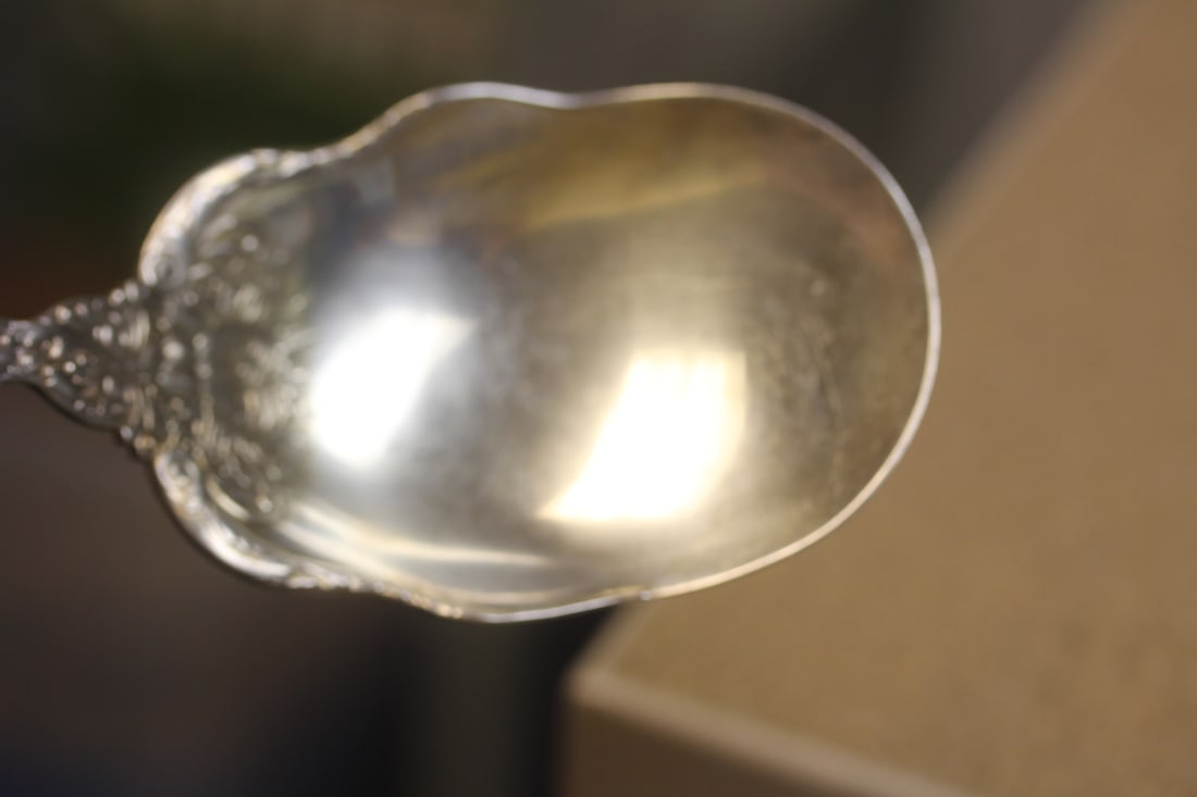 Ornate Sterling Silver Serving Spoon - 8