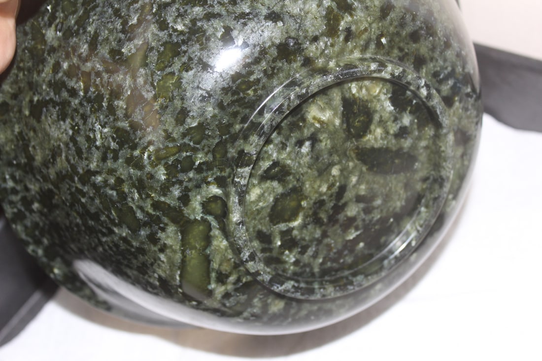 Large Chinese Spinach Jade Bowl - 2
