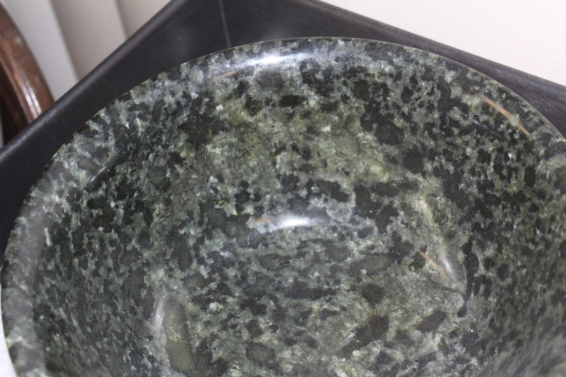 Large Chinese Spinach Jade Bowl - 6