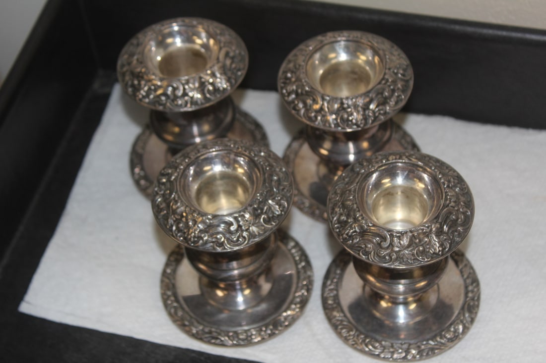 Set of 4 Silverplate Candle Holders - 2