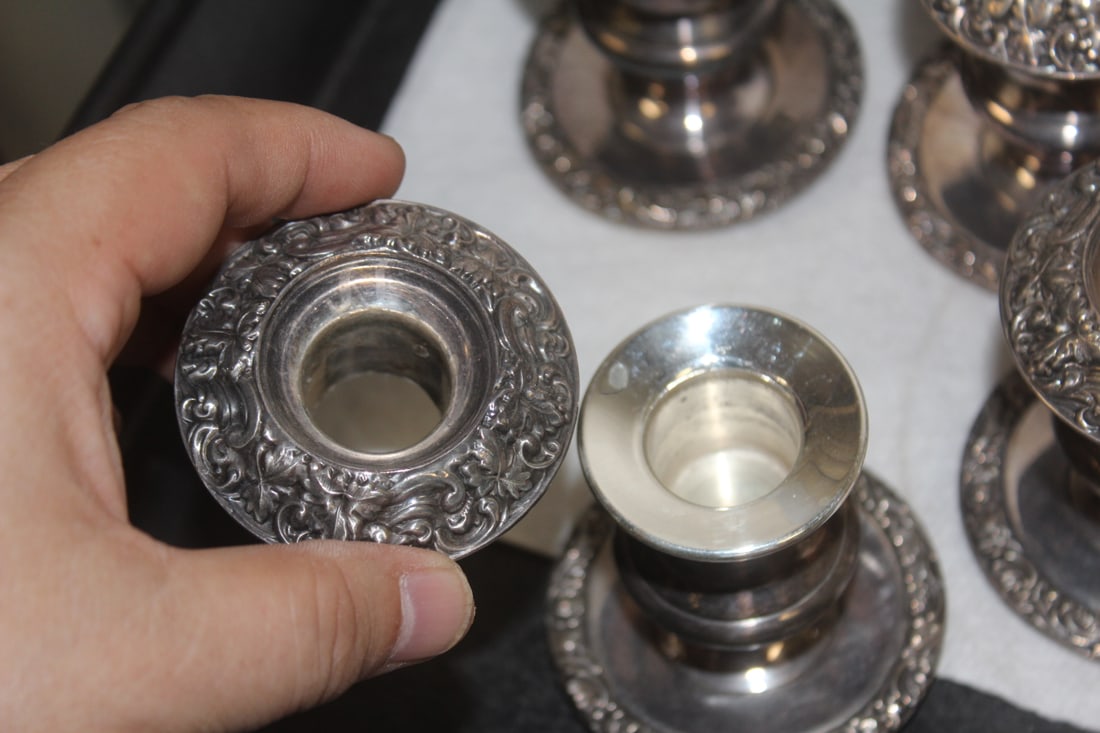 Set of 4 Silverplate Candle Holders - 5