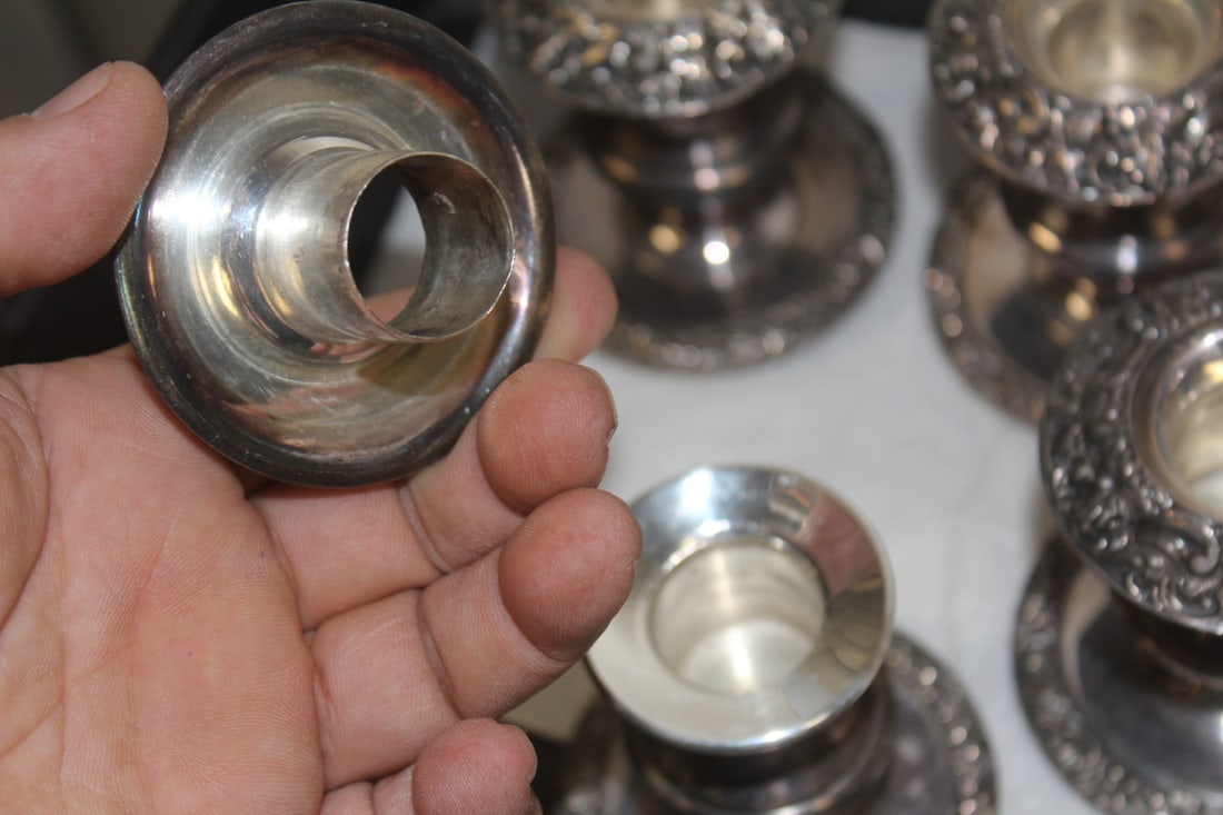 Set of 4 Silverplate Candle Holders - 6