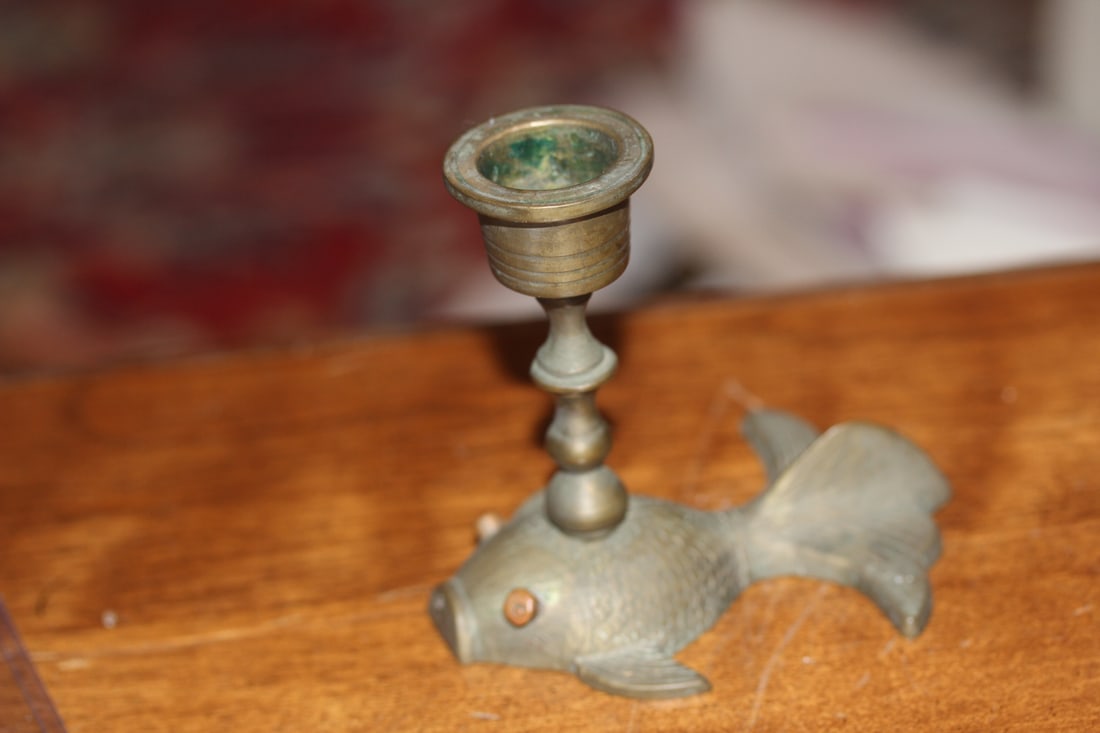 Antique Chinese Brass Candle Holder - 2