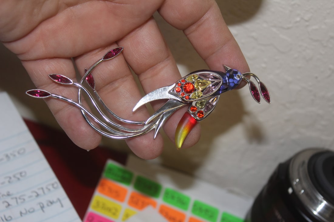Large Swarovski Crystal and Sterling Brooch - 2
