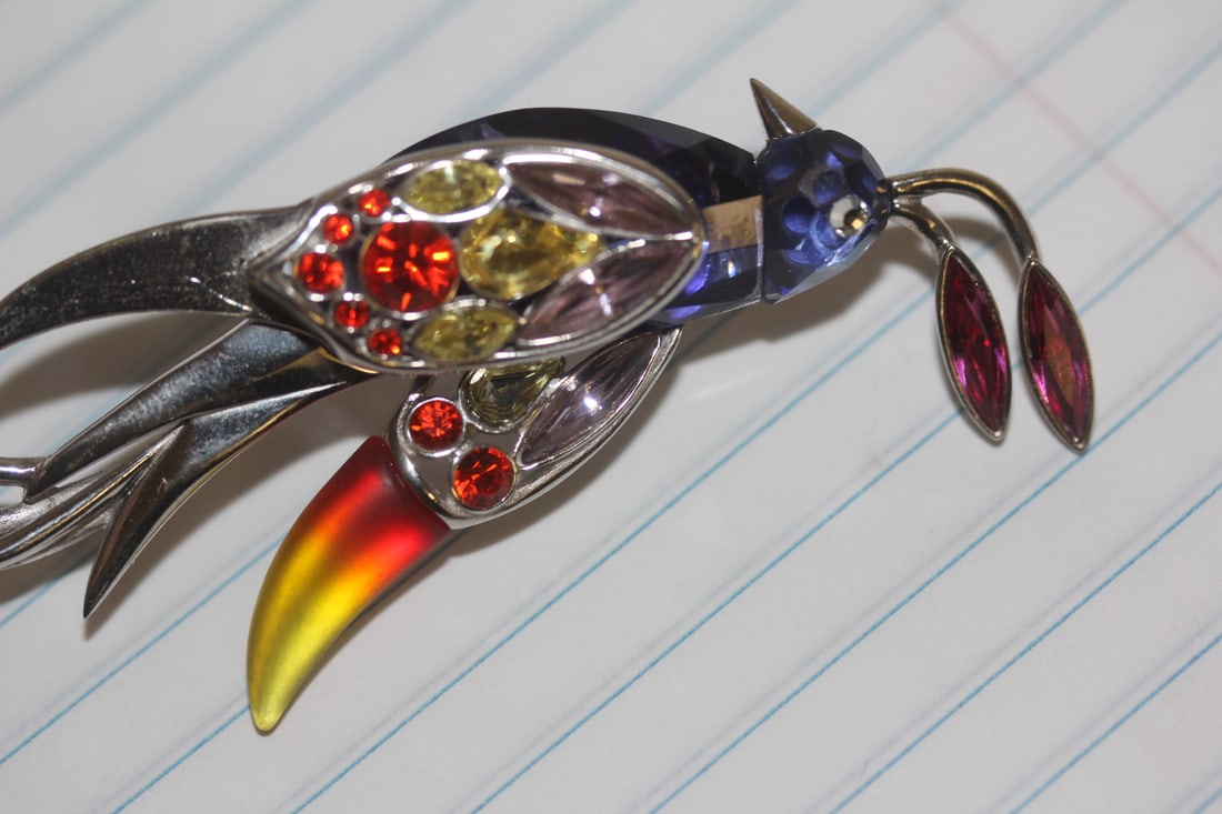 Large Swarovski Crystal and Sterling Brooch - 5