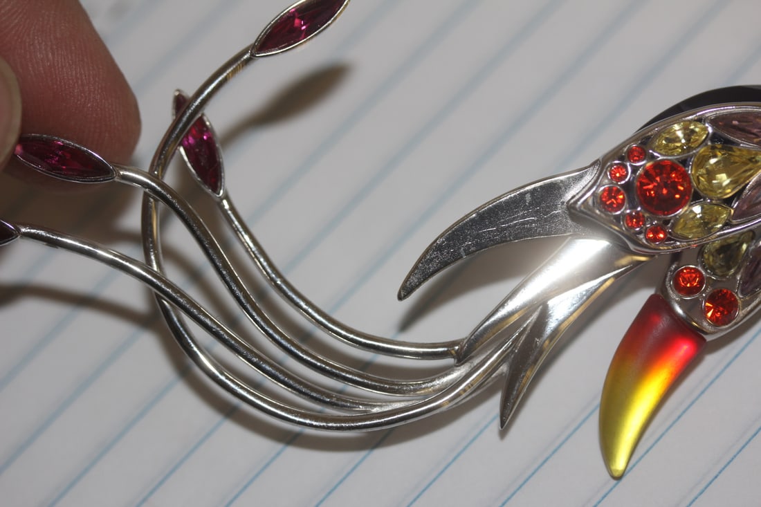 Large Swarovski Crystal and Sterling Brooch - 6