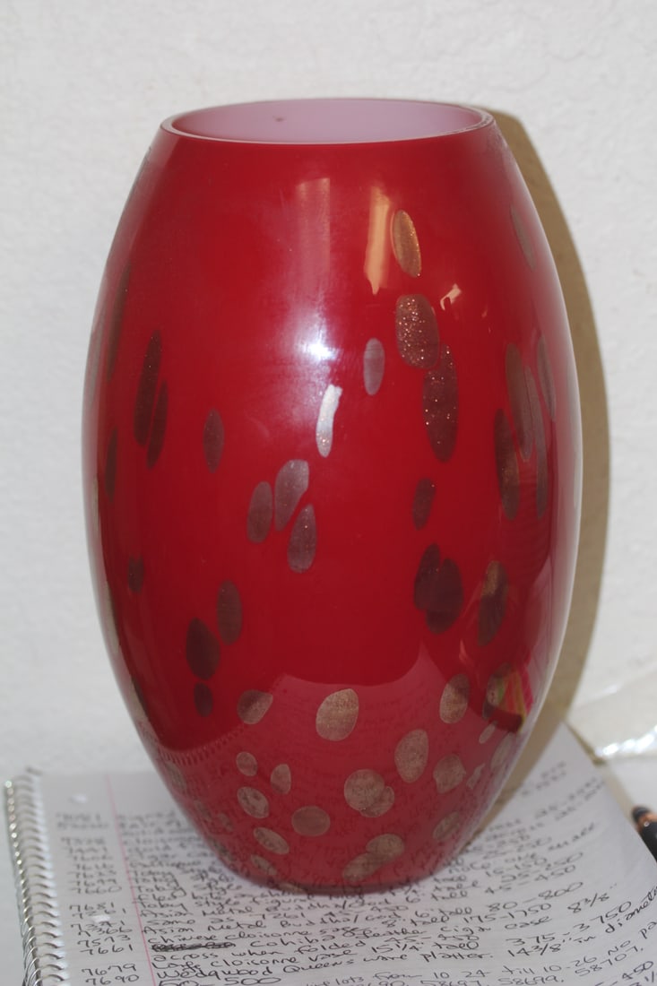 Red Art Glass Vase - 3
