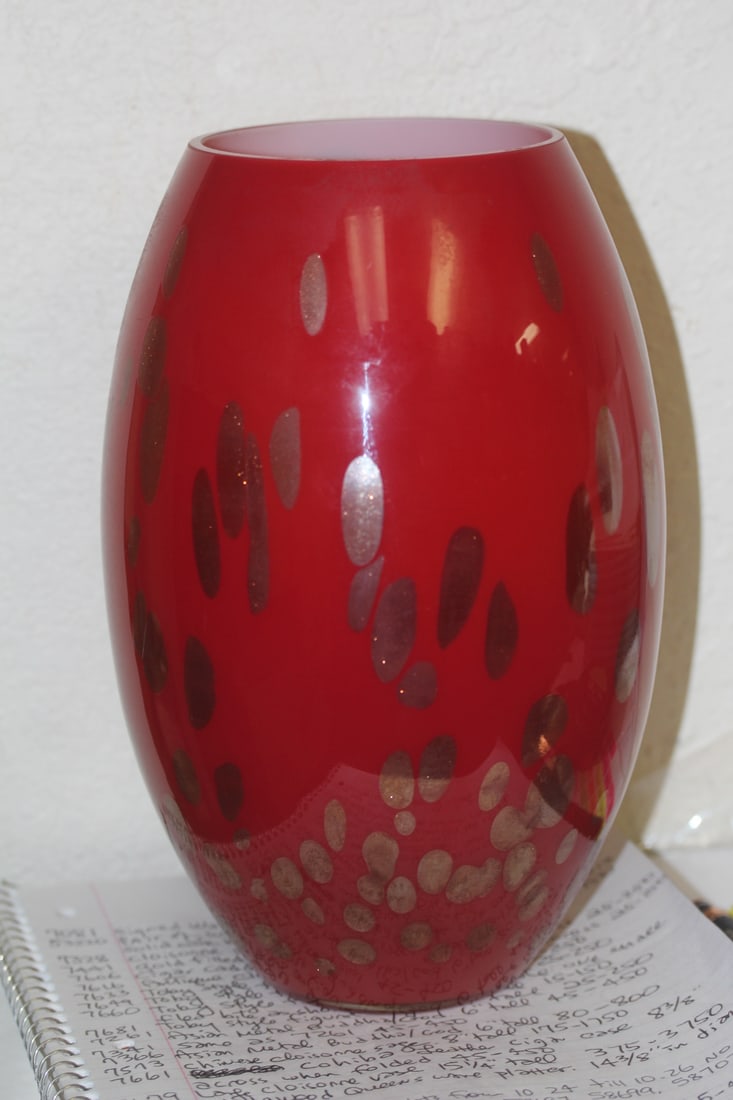 Red Art Glass Vase - 4