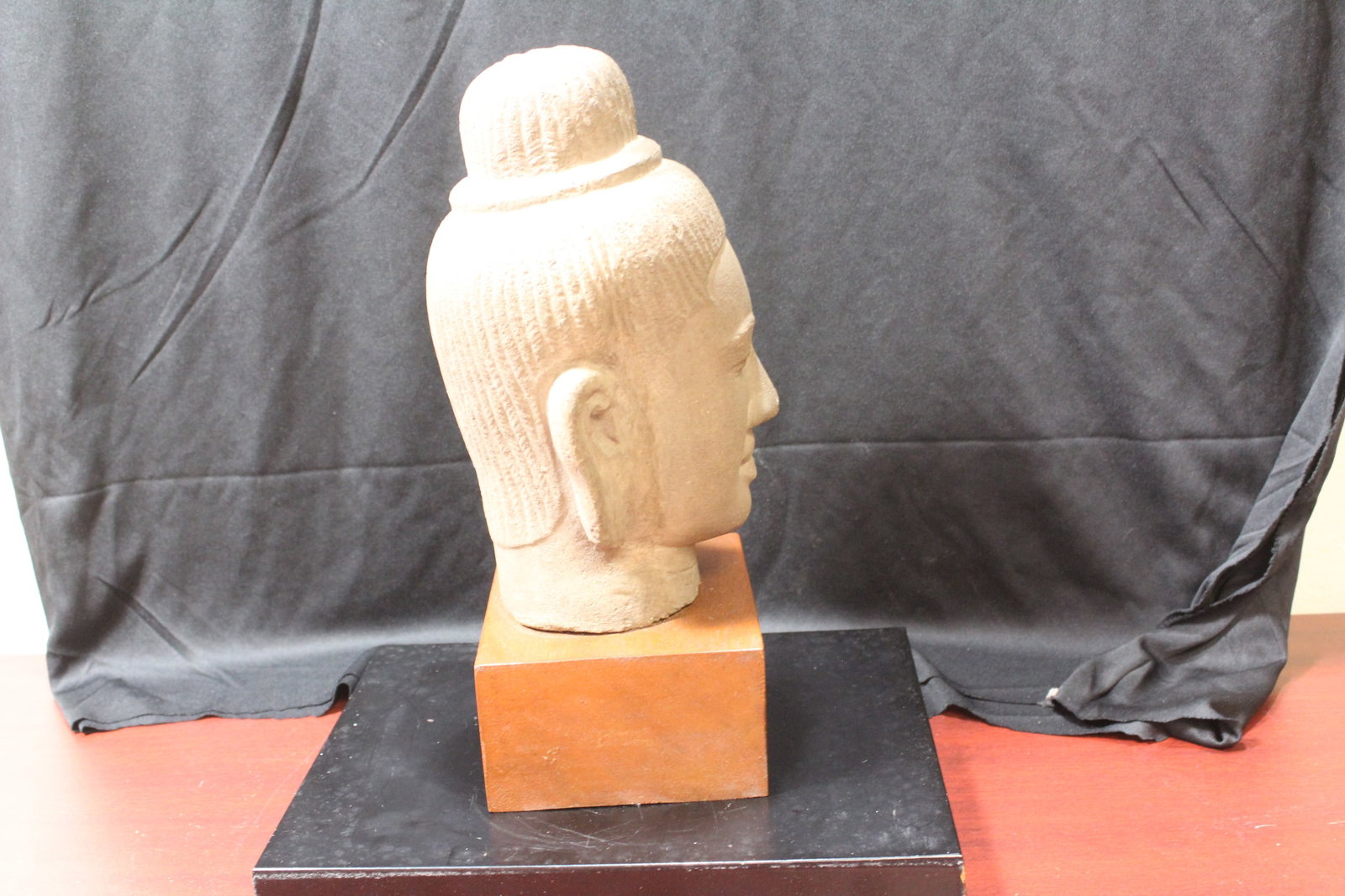 Stone? Buddha Head on Wood Stand - 2