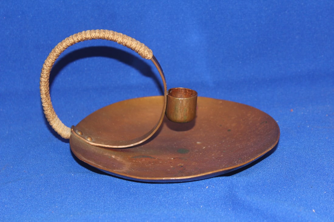 Arts and Crafts Copper Candle Holder - 3