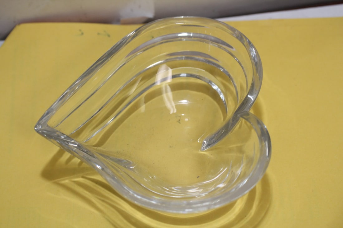 A Cut Glass Heart Bowl - 2
