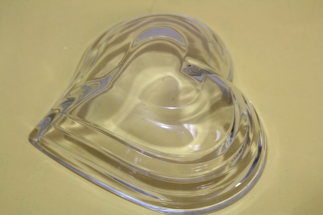 A Cut Glass Heart Bowl - 3