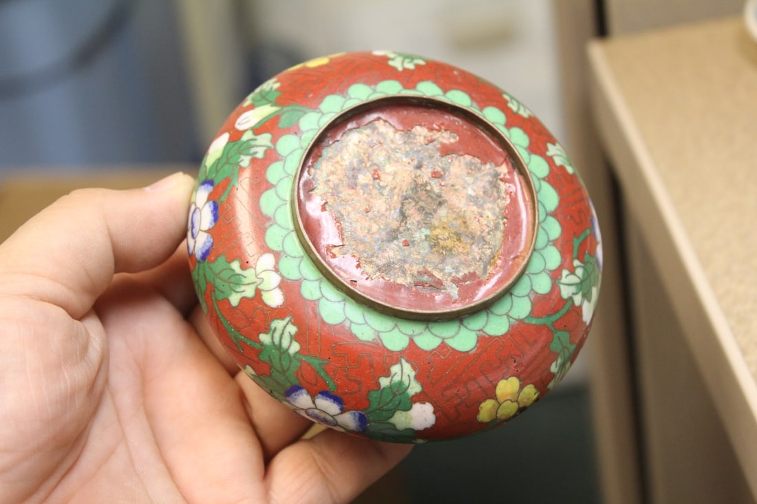 Antique Chinese Cloisonne Ashtray - 3