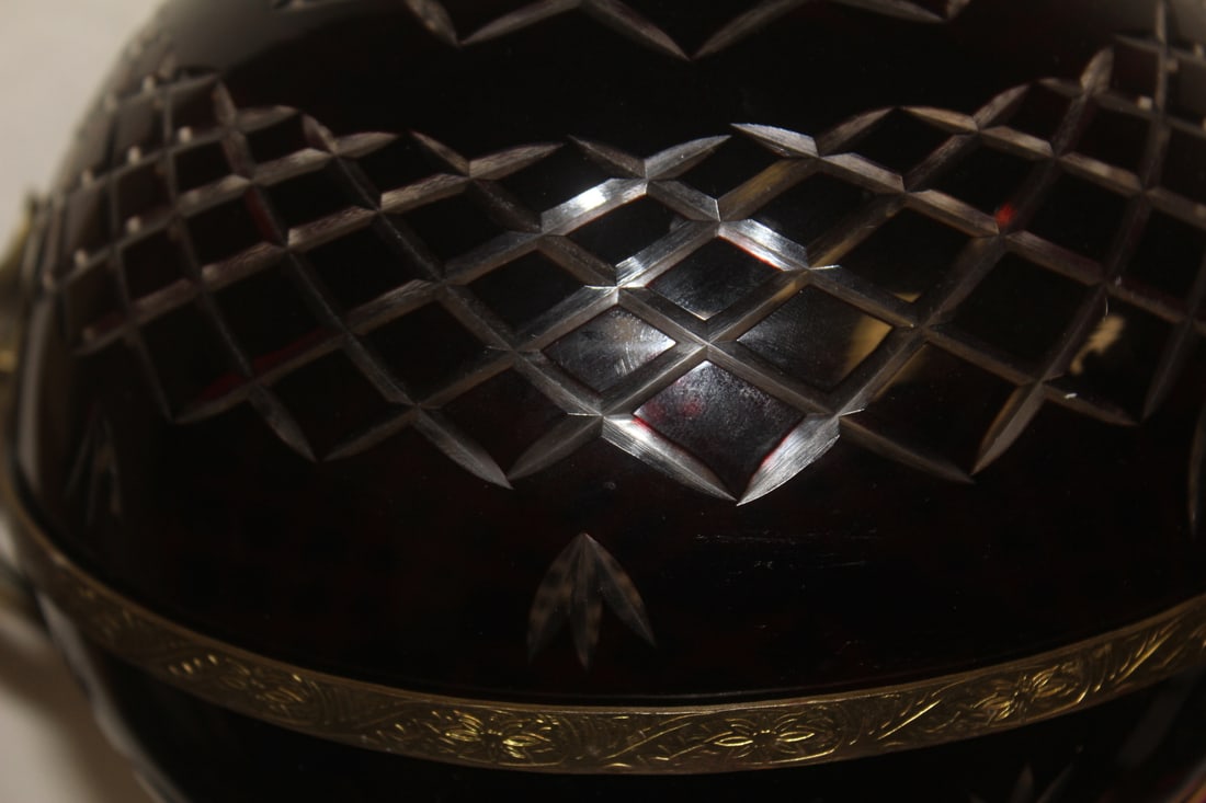 Ormolu Ruby Red Bowl Center Piece - 2