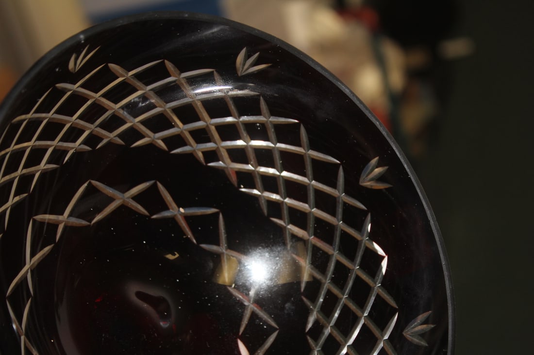 Ormolu Ruby Red Bowl Center Piece - 7