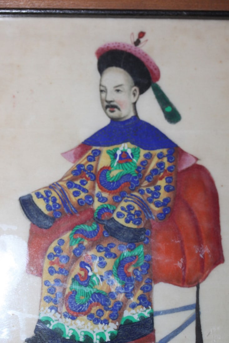 Antique Chinese Framed Pastel on Rice Paper - 2