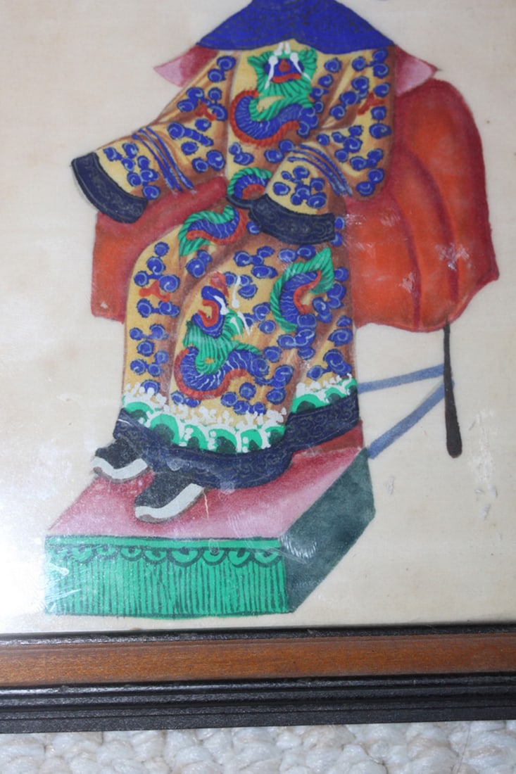 Antique Chinese Framed Pastel on Rice Paper - 3
