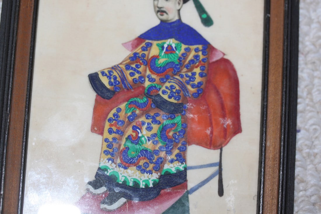 Antique Chinese Framed Pastel on Rice Paper - 4
