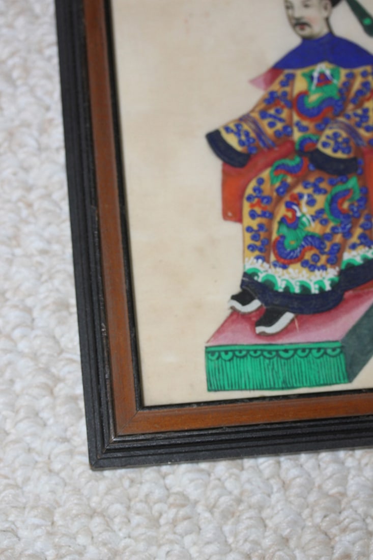 Antique Chinese Framed Pastel on Rice Paper - 5