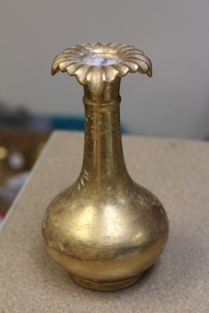 Gold Plated Porcelain Vase - 3