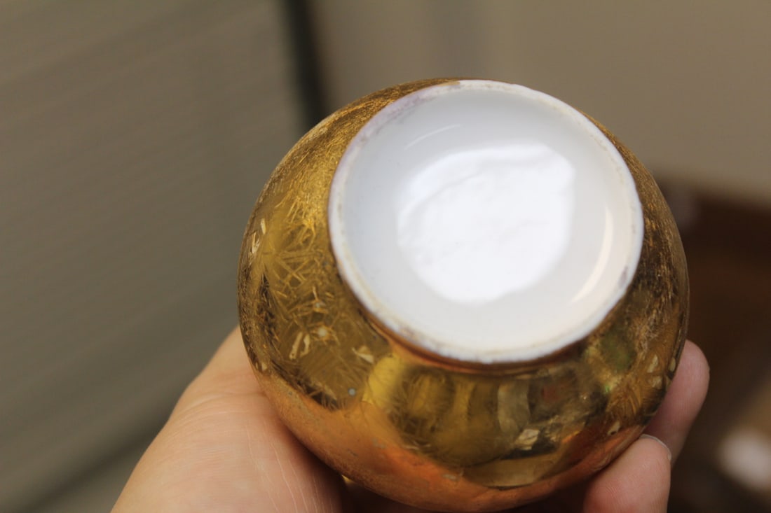Gold Plated Porcelain Vase - 5