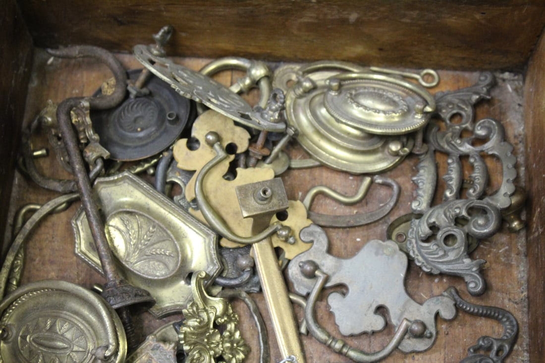 Large Lot of Antique Drawer Pulls, handles etc - 2