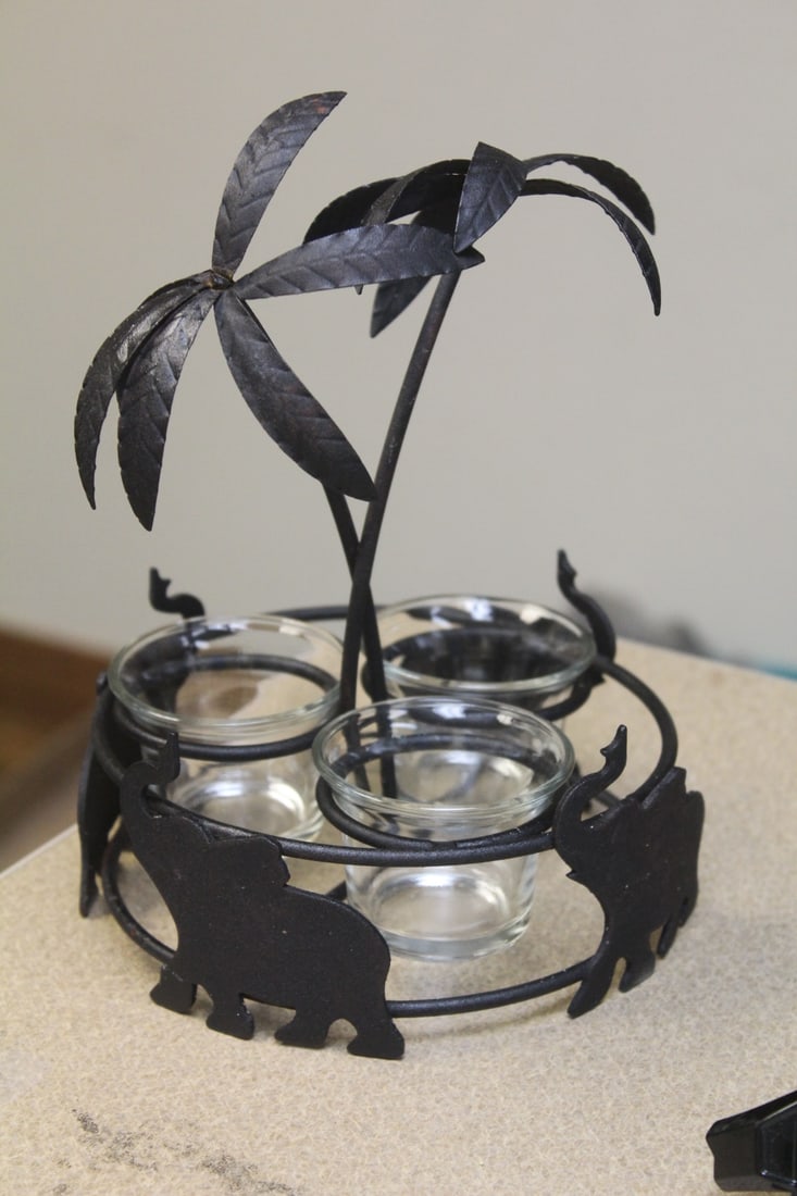Elephant Metal Candle Holders - 3