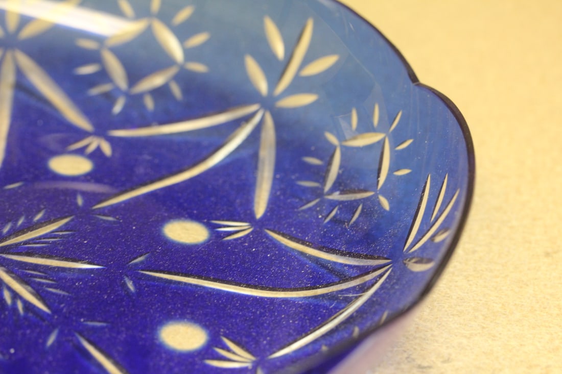 Cobalt Blue Cut Glass Bowl - 2