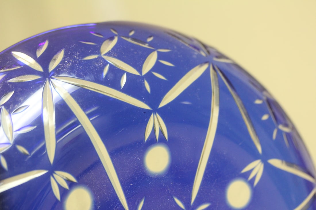 Cobalt Blue Cut Glass Bowl - 7