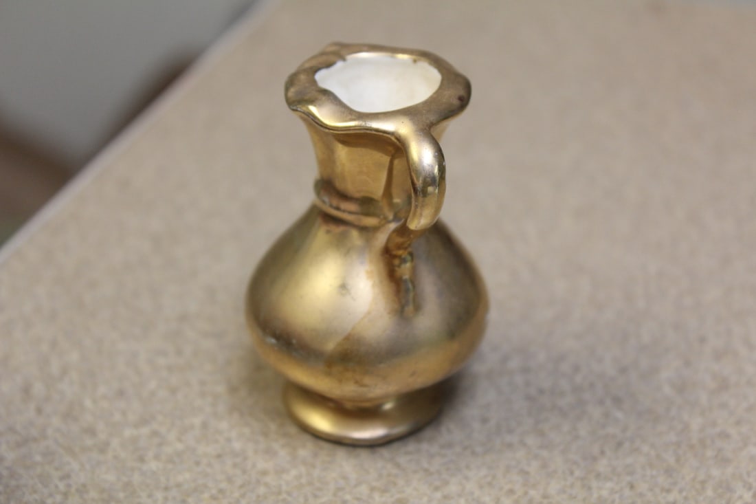 Gold Plated Ceramic Small Urn - 2