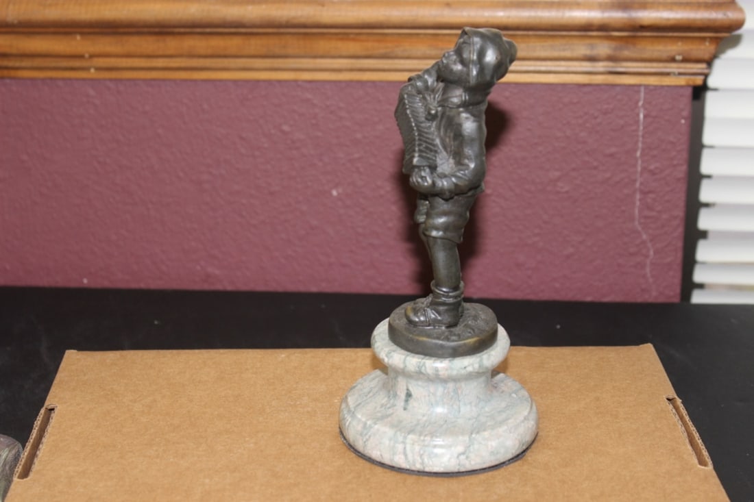 A Decorative Bronze/Metal Statue on Marble Base - 2